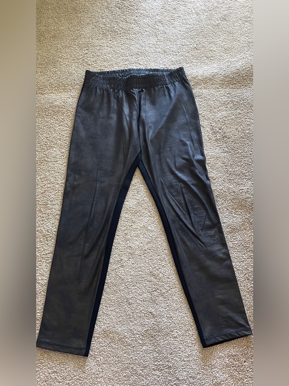 NWO. Monrow Black Elastic Waist Leggings Leather-look front